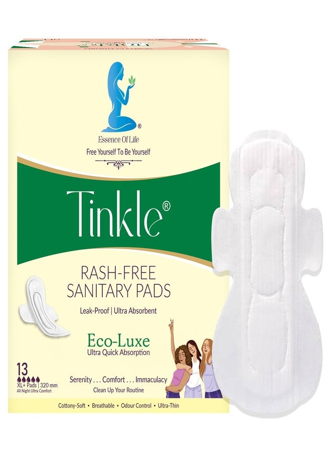 Tinkle Eco-Luxe Sanitary Pad for Women | XL Plus | 320mm Longer | Organic Cotton Sanitary Napkins | for Heavy Flow | All Night Protection | Rash-Free, Leak-Proof | Pack Of 13 | with Disposable Bags - Image 1